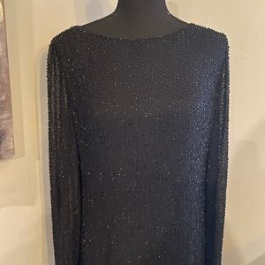 EUC 100% Silk Beaded Basix II Midi Black
